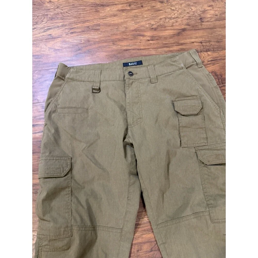 5.11 Tactical Pants Mens 36x30 Beige Cargo Rip Stop Adjustable Waist Workwear
